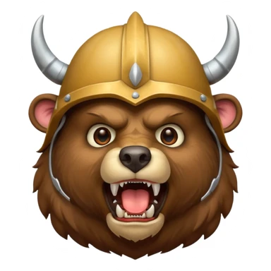 Bear wearing horned helmet growling sticker