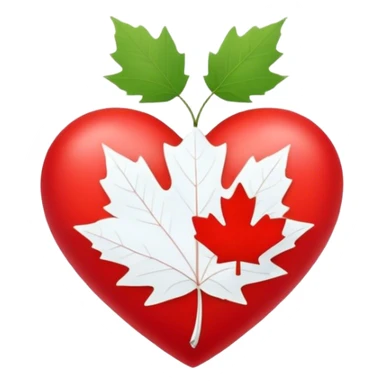 red heart with white maple leaf sticker