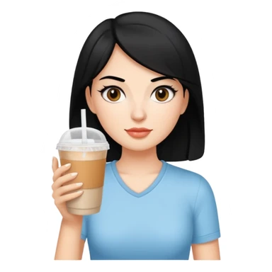 컴퓨터 작업 중 + 아이스아메리카노(테이크아웃잔) + 다크서클 + 검은머리 여성 sticker