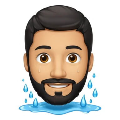 Smiling hispanic man with black beard that is dripping wet sticker