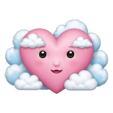 pink heart with clouds sticker
