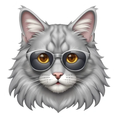 silver Maine coon Cat with sunglasses sticker