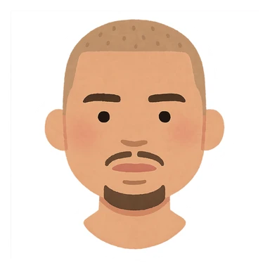 Chris Brown's head in Irasutoya style, neutral expression, simplified features, gentle color palette, no background sticker