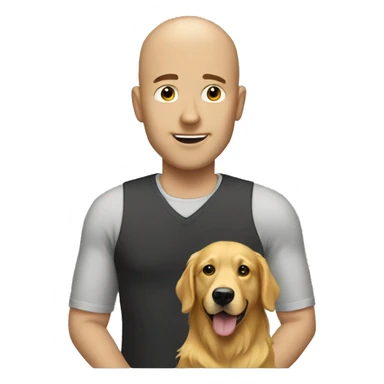 Bald man with golden retriever  sticker