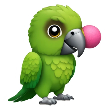 Green conure playing with toy sticker