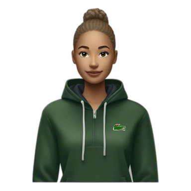 Lacoste bag girl with black lacoste hoodie sticker