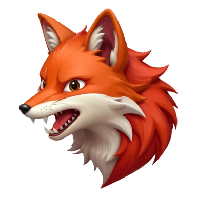 Angry Fox mouth open, scary teeth, side view sticker