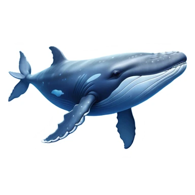 Cinematic Noble Humpback Whale Portrait Emoji, Poised and grand, with an enormous, barnacle-speckled blue-gray body, soulful, wise eyes, and a deeply serene presence, Simplified yet sharp and sophisticated features, highly detailed, glowing with a soft oceanic radiance, high shine, intelligent and powerful, stylized with an air of deep-sea mystery, focused and regal, soft glowing outline, capturing the essence of a legendary giant of the ocean that appears ready to glide majestically through the waves with effortless grace! sticker