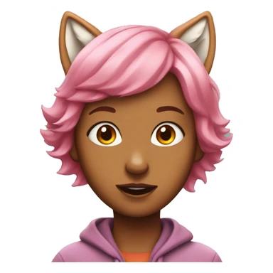 Girl with fox ears, pink hair, very hapy and surprise  sticker
