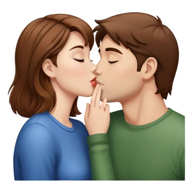 Brown hair girl Kissing guy sticker
