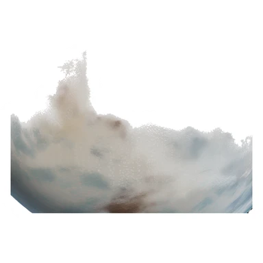 A planet, with icy surface, mostly creamy white, light brown, reddish-brown, grayish blue, and dark charcoal, reflecting its icy plains, organic-rich regions, and rocky surfaces. sticker