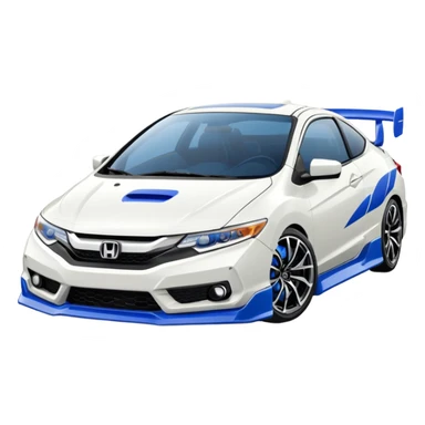 8th gen honda si white with blue wing sticker