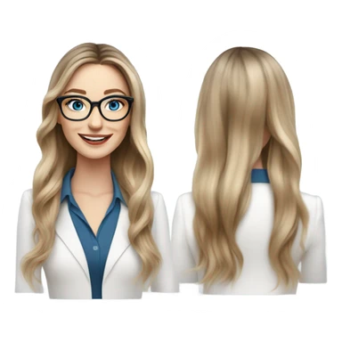 Shoulder length Balayage pale beautiful corporate woman with glasses and blue eyes happy  sticker