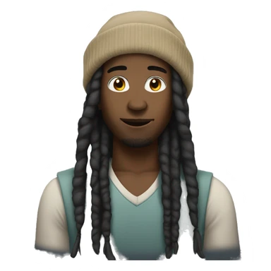 Black man with dreadlocks and beanie sticker