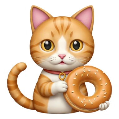 cat holding bagel sticker