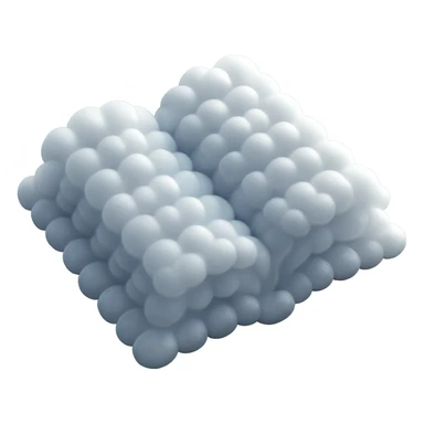 top view of a thick open book made entirely of small, very bright white fluffy convex clouds, matte glass style sticker
