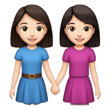 Two friends holding hands girls dark hair sticker
