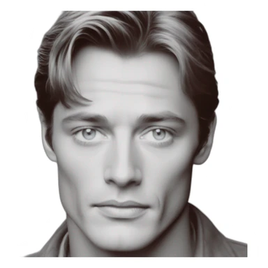 Alain Delon young dock worker blue eyes reddish hair clean shaven sticker