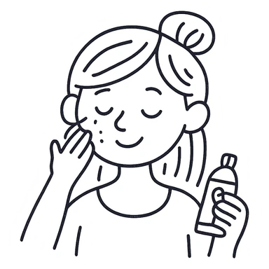 girl making skincare, hand-drawn outlined icon, playful lines sticker