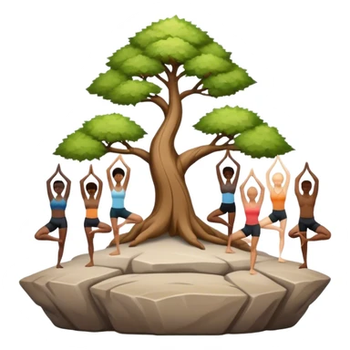 a people doing tree yoga standing on a rock sticker