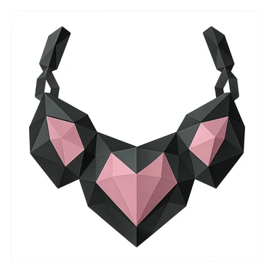 BLACKPINK-inspired wearable object, geometric necklace or statement piece, black and pink colors, faceted and modern, polygonal style sticker