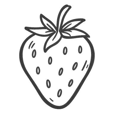 strawberry, hand drawn black outline icon sticker