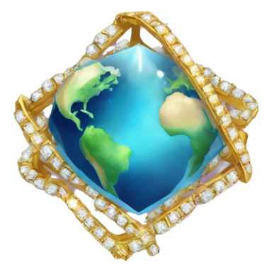 /imagine prompt: a diamond chain of the lettre "X" on the planet earth sticker