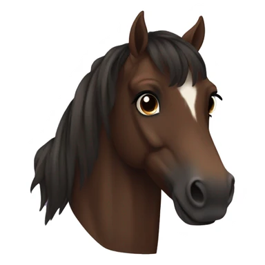 Dark bay horse with brown hair girl sticker