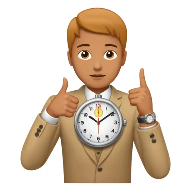 Emoji saying now maybe a watch and ur pointing at it like times up sticker
