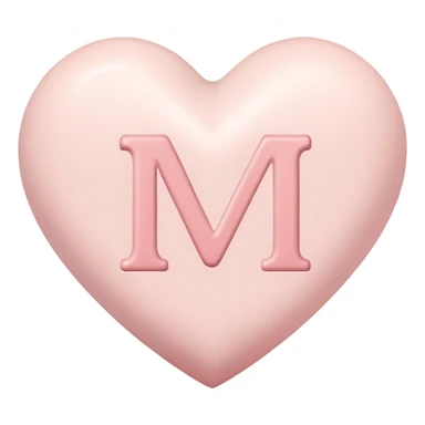 Pretty off white heart with an initial that says “M” in blush pink sticker