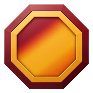 A sharp-edged hexagon with a thick yellow border that shifts slightly toward orange. The inside is a smooth dark-red to maroon gradient. In the center, add a large bold capital V colored with a yellow-orange gradient similar to the border. Keep everything clean, centered, and with no background. sticker