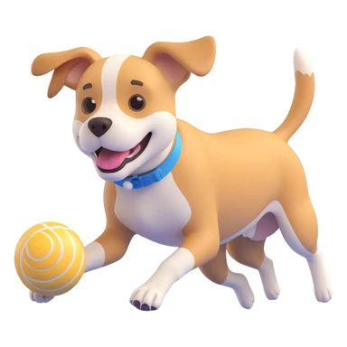 dog chasing ball in forrest, close up pose sticker