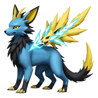 Feral Quadrupedal Digitigrade Luxray-Jolteon-Renamon-Zeraora-Vernid-Sergal-fusion-hybrid-creature, full body  sticker