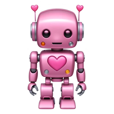 cute pink robot with hearts pink sticker