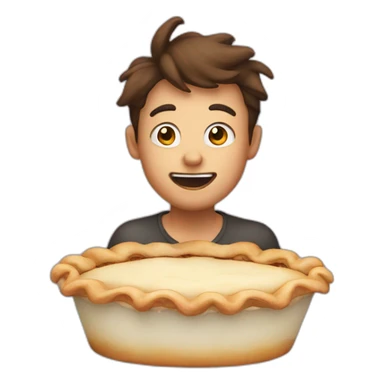 Person floating after pie smell sticker