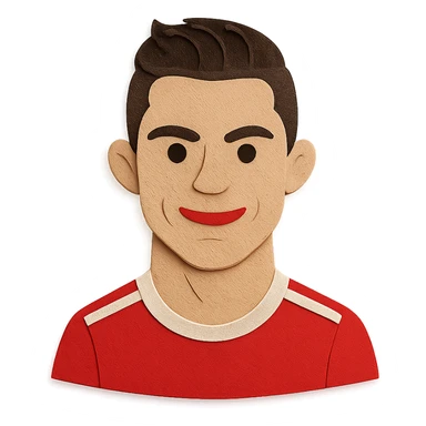 Cristiano Ronaldo as a paper craft icon, layered paper effect, simplified sticker