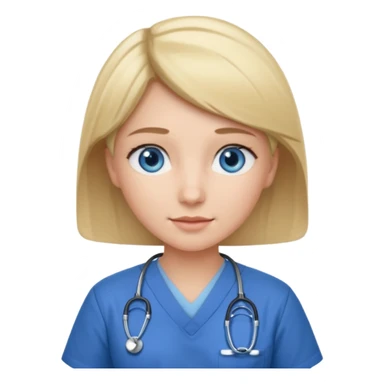 Nurse blue eyes short blond blue scrubs sticker