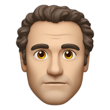 head and shoulders joaquin phoenix with red t-shirt with word "Nenno" sticker