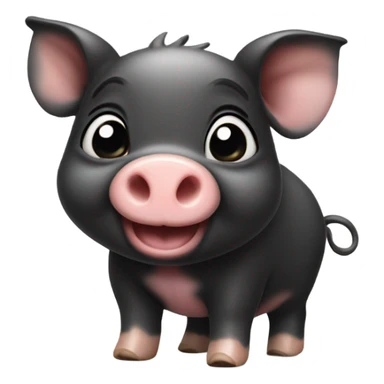 Cute baby black pig smiling sticker