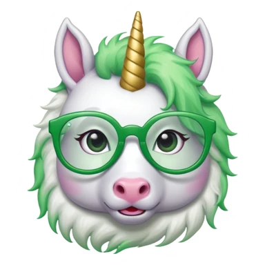 unicorn with green glasses sticker