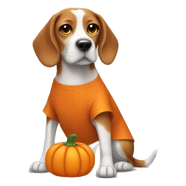 Beagle wearing a pumpkin dress sticker