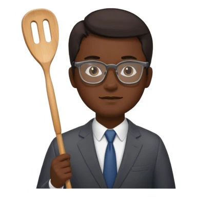 man with glasses dark hair wearing a suit and holding a spatula sticker