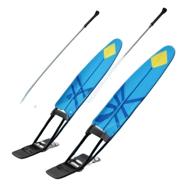 An icon featuring a close-up collage of water skis, splashing water across the surface. The design highlights the motion of the skis cutting through the water. Transparent background emphasizes the thrill of water skiing. sticker