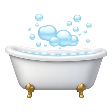 White ceramic bathtub filled with fluffy bubbles, soft light, pastel background sticker