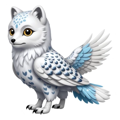 Arctic-Fox-Snow-Leopard-Snowy-Owl-hybrid, full body  sticker