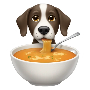 Dog eating soup sticker