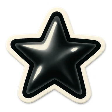 black and white star with bold outlines, retro sticker style, no color sticker