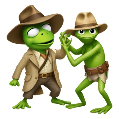 Kermit the frog fighting Indiana jones sticker