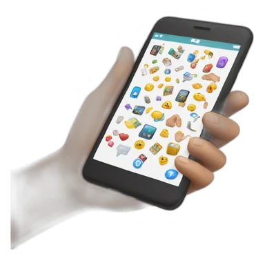 hand holding mobile with apps sticker