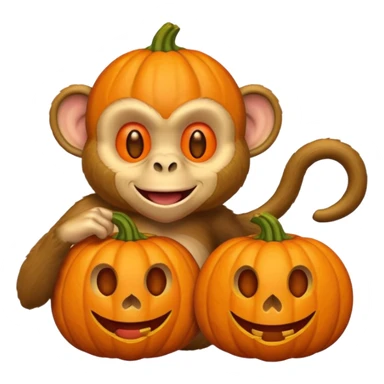 twitter emoji style monkey with pumpkin head sticker